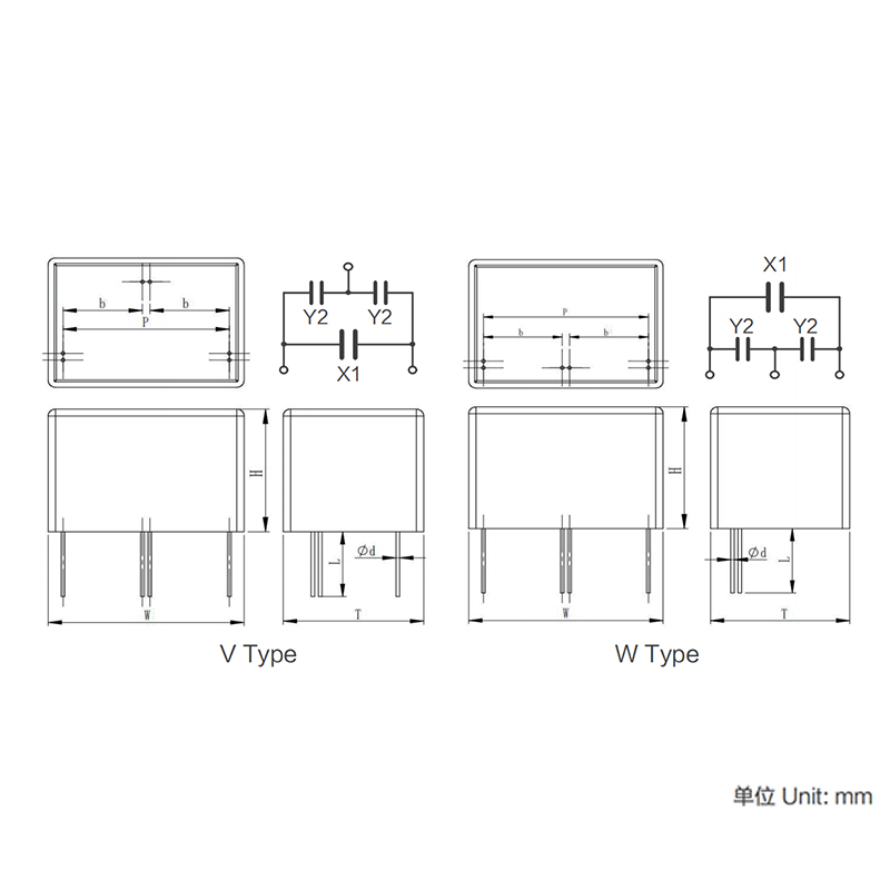 Módulo de condensador para supresión de interferencias electromagnéticas de la serie MKP X1Y (Clase X1+Y)